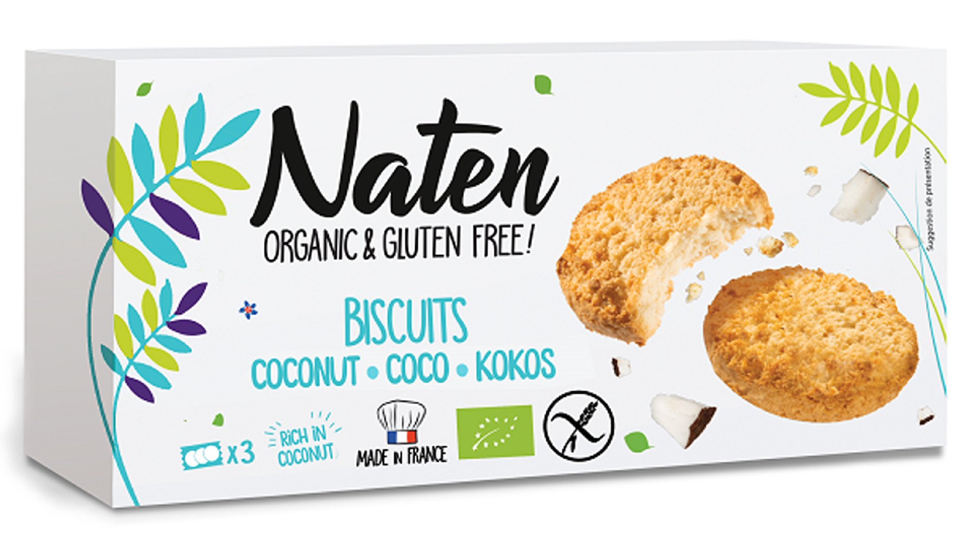 CIASTKA KOKOSOWE BEZGLUTENOWE BIO 150 g - NATEN