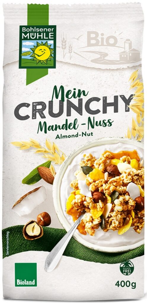 CRUNCHY ORZECHOWE Z PRAŻONYMI CHIPSAMI KOKOSOWYMI BIO 400 g - BOHLSENER MUHLE