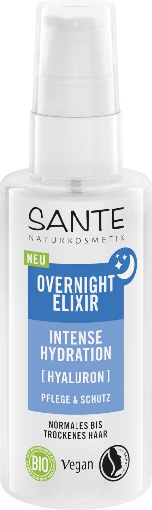 ELIKSIR NA NOC INTENSYWNIE NAWILŻAJĄCY DO WŁOSÓW NORMALNYCH I SUCHYCH Z KWASEM HIALURONOWYM I ALOESEM ECO 75 ml - SANTE