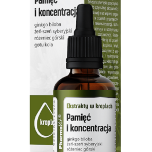 EKSTRAKTY W KROPLACH NA PAMIĘĆ I KONCENTRACJĘ BEZGLUTENOWE 30 ml - PHARMOVIT (CLEAN LABEL)
