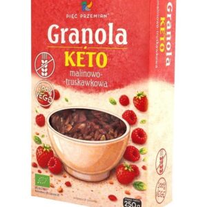GRANOLA MALINOWO - TRUSKAWKOWA BEZ DODATKU CUKRÓW BEZGLUTENOWA KETO BIO 250 g - PIĘĆ PRZEMIAN