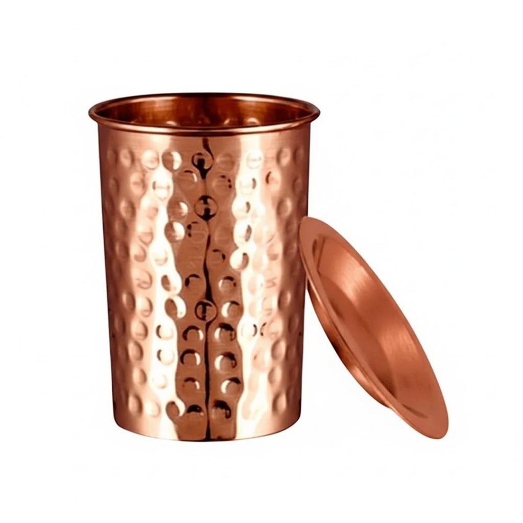 KUBEK MIEDZIANY HAMMER Z PRZYKRYWKĄ 350 ml - SATTVA (AYURVEDA)
