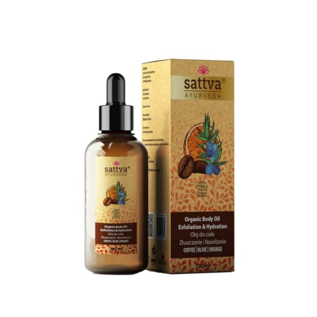 OLEJEK DO CIAŁA KAWA I POMARAŃCZA ZŁUSZCZANIE I NAWILŻANIE ECO 100 ml - SATTVA (AYURVEDA)