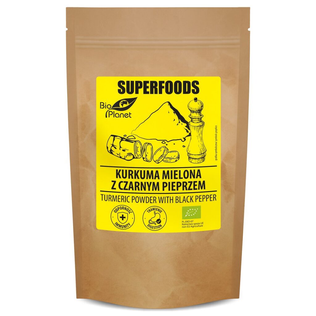 KURKUMA MIELONA Z CZARNYM PIEPRZEM BIO 200 g - BIO PLANET SUPERFOODS