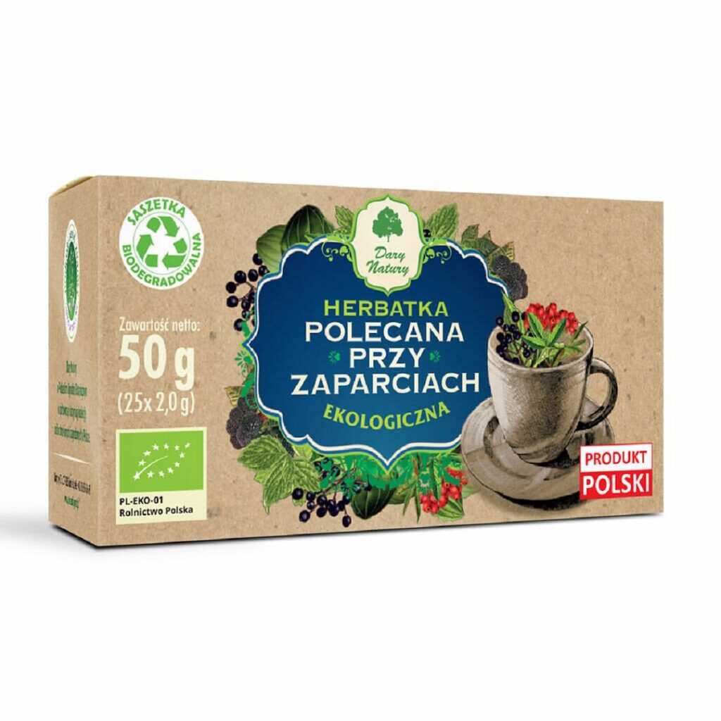 HERBATKA POLECANA PRZY ZAPARCIACH BIO (25 x 2 g) 50 g - DARY NATURY