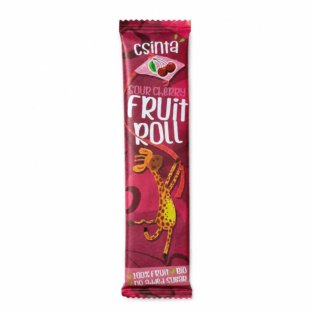PRZEKĄSKA ROLL JABŁKO - WIŚNIA BEZ DODATKU CUKRÓW BEZGLUTENOWA BIO 12 g - CSINTA
