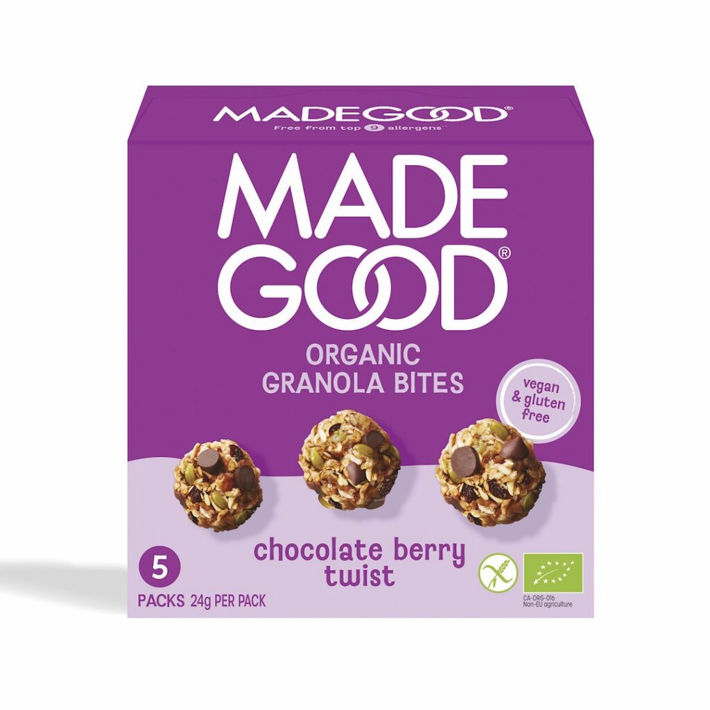 GRANOLA BITES Z CZEKOLADĄ BERRY TWIST BEZGLUTENOWE BIO (5 x 24 g) 120 g - MADEGOOD
