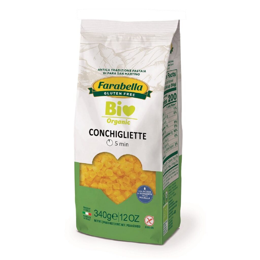 MAKARON (KUKURYDZIANO - RYŻOWY) MUSZELKI BEZGLUTENOWY BIO 340 g - FARABELLA