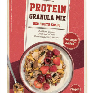 GRANOLA PROTEINOWA Z CZERWONYMI OWOCAMI I KOKOSEM BEZ DODATKU CUKRÓW BIO 300 g - VERIVAL