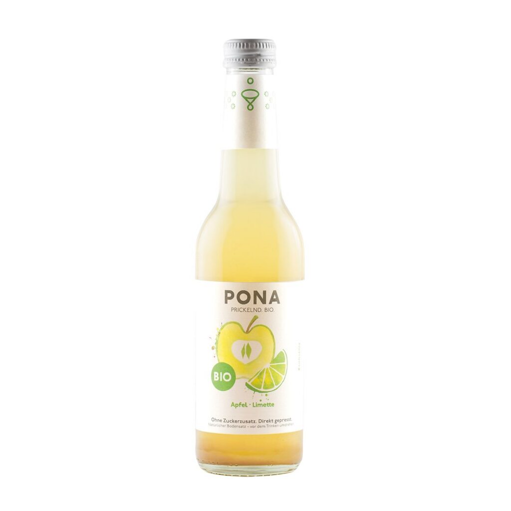 NAPÓJ MUSUJĄCY JABŁKO - LIMONKA BEZ DODATKU CUKRÓW BIO 330 ml - PONA