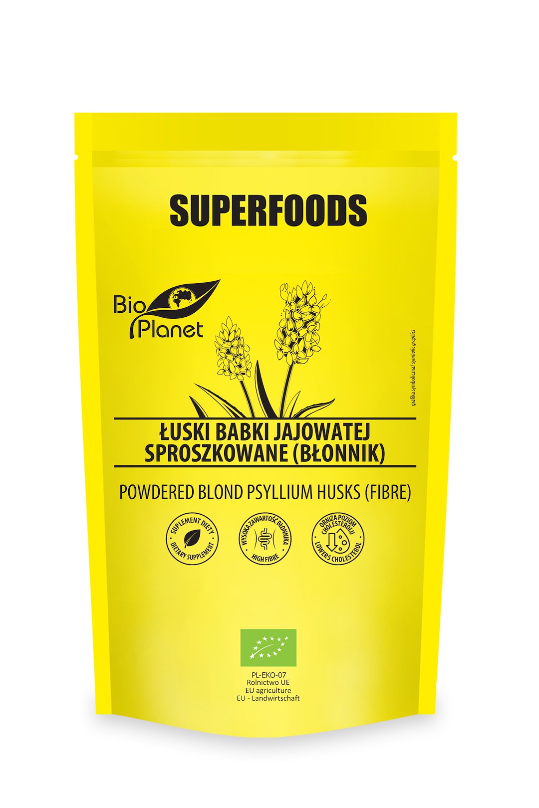 ŁUSKI BABKI JAJOWATEJ SPROSZKOWANE (BŁONNIK) BIO 150 g - BIO PLANET SUPERFOODS