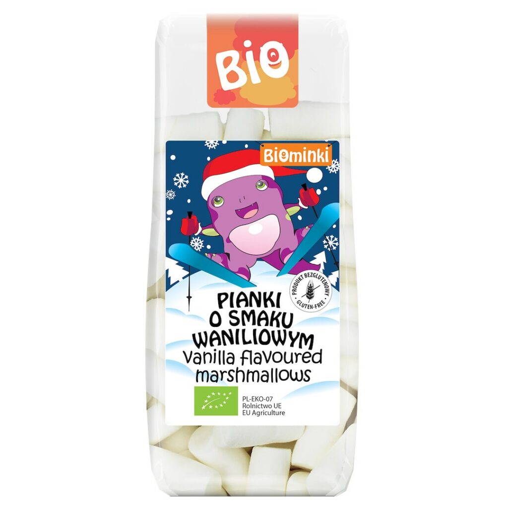 PIANKI O SMAKU WANILIOWYM BEZGLUTENOWE BIO 120 g - BIOMINKI (EDYCJA ŚWIĄTECZNA)(PRODUKT SEZONOWY)