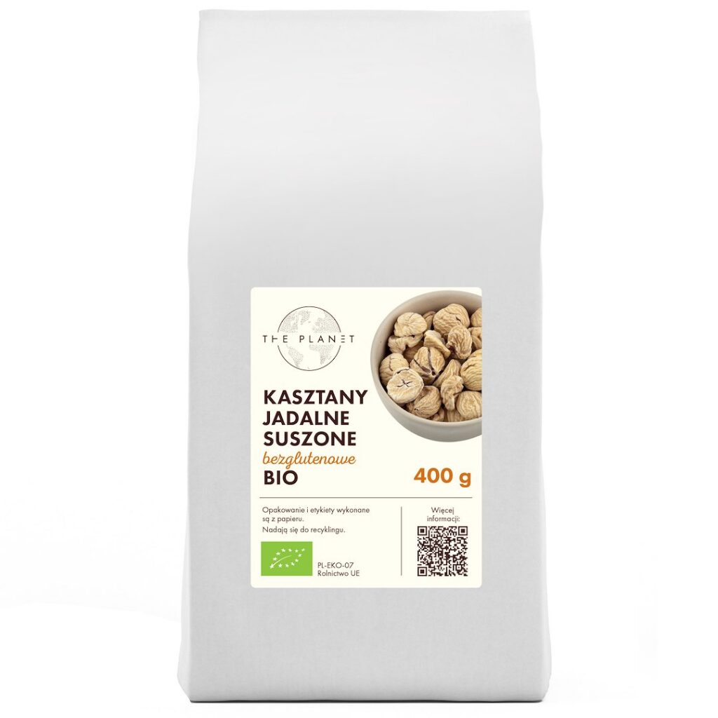 KASZTANY JADALNE SUSZONE BEZGLUTENOWE BIO 400 g - THE PLANET